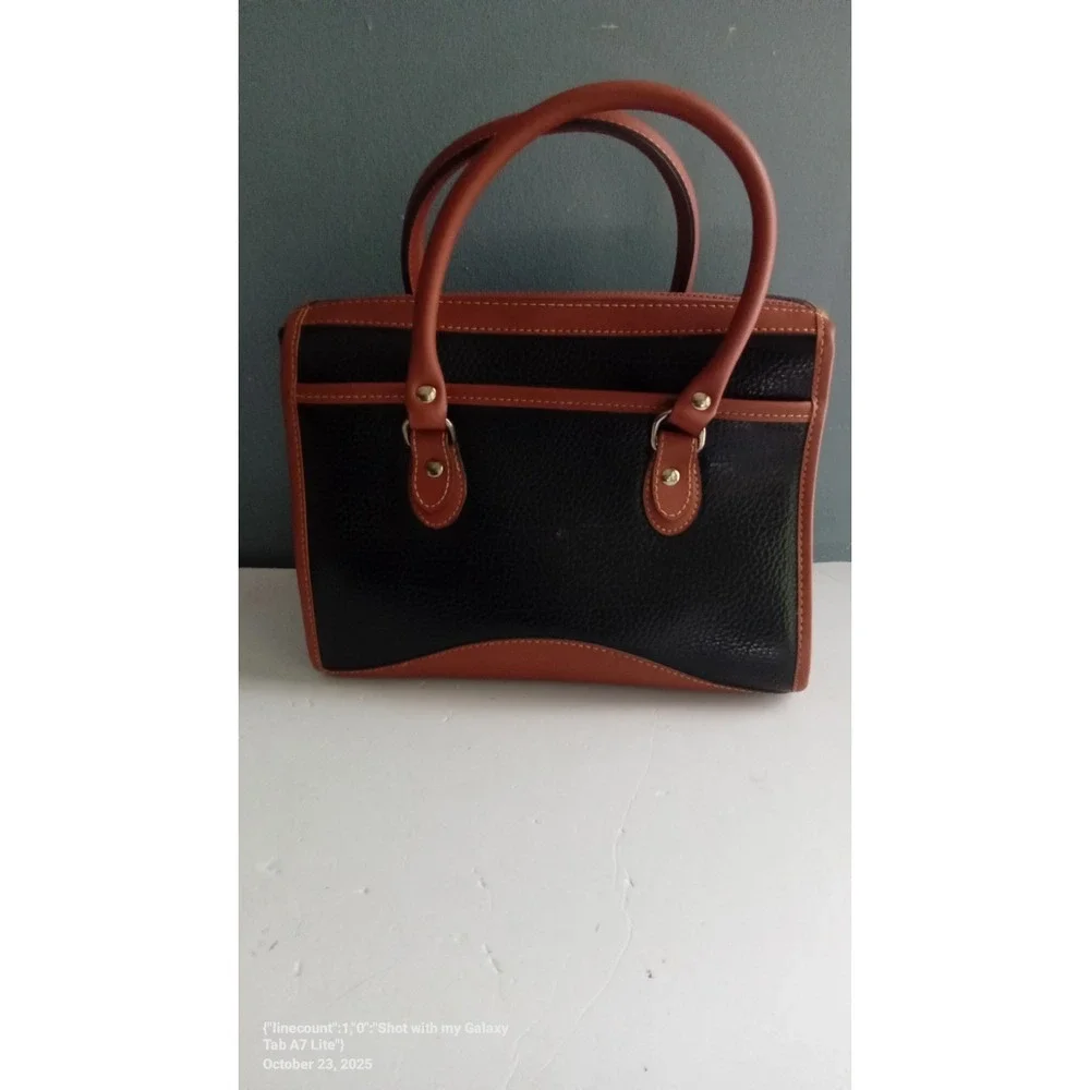Dooney & Bourke Black Brown Leather Satchel Top‎ Handle Bag Purse